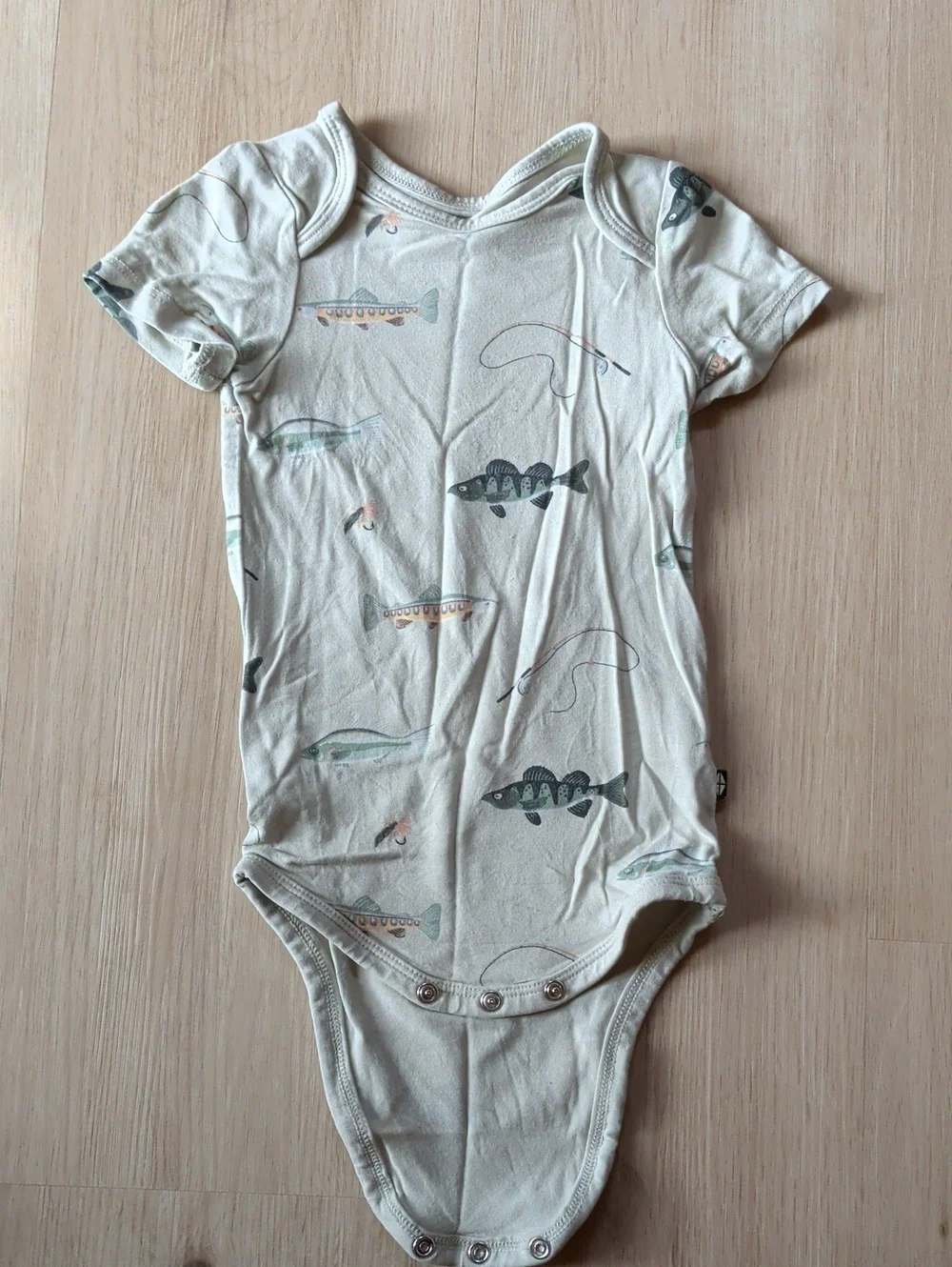 Kyte BABY Light Green Fish Print One-Piece Bodysuit
